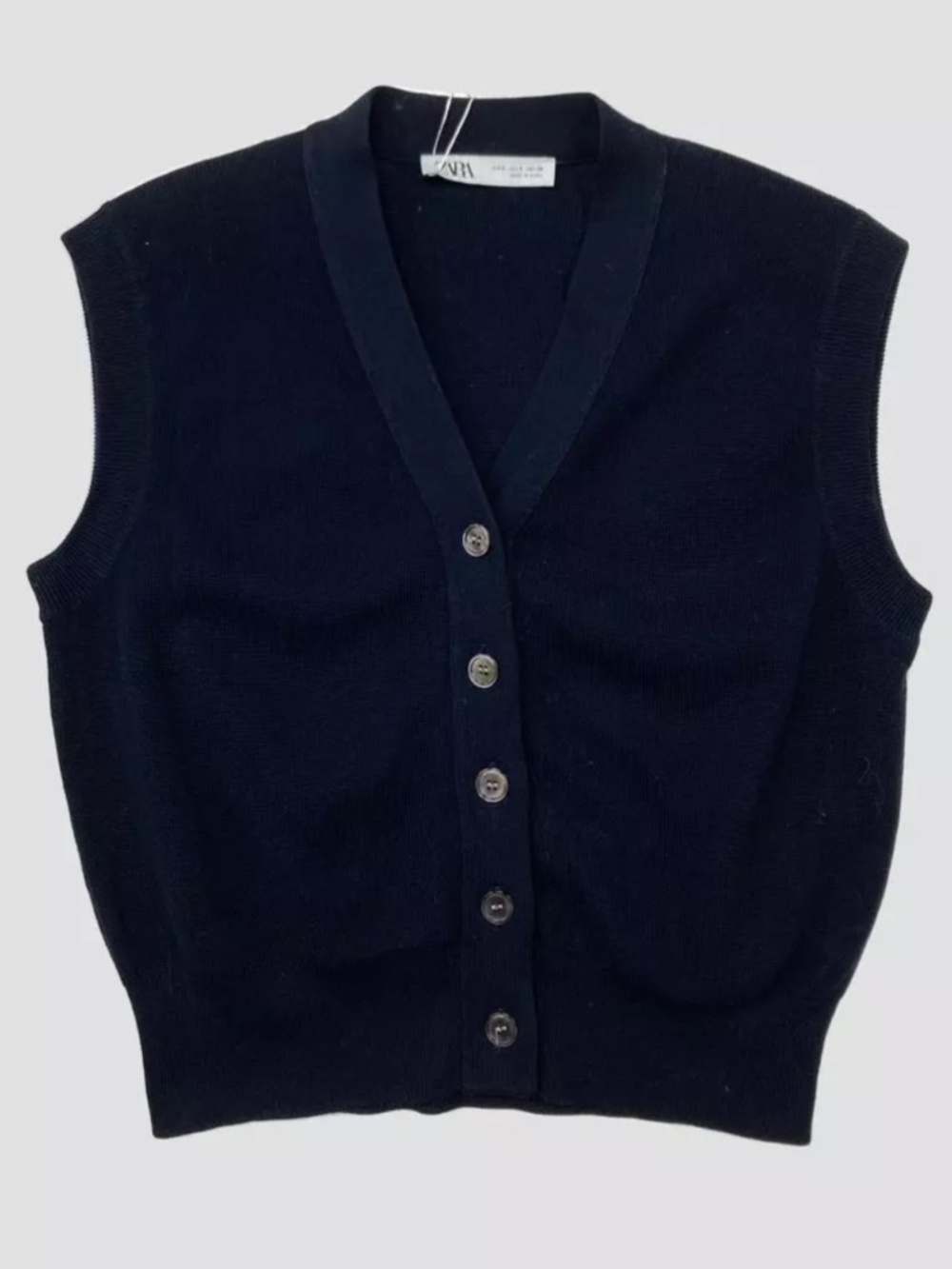 Zara Navy Knit Button Front Vest | Size S | NWOT
